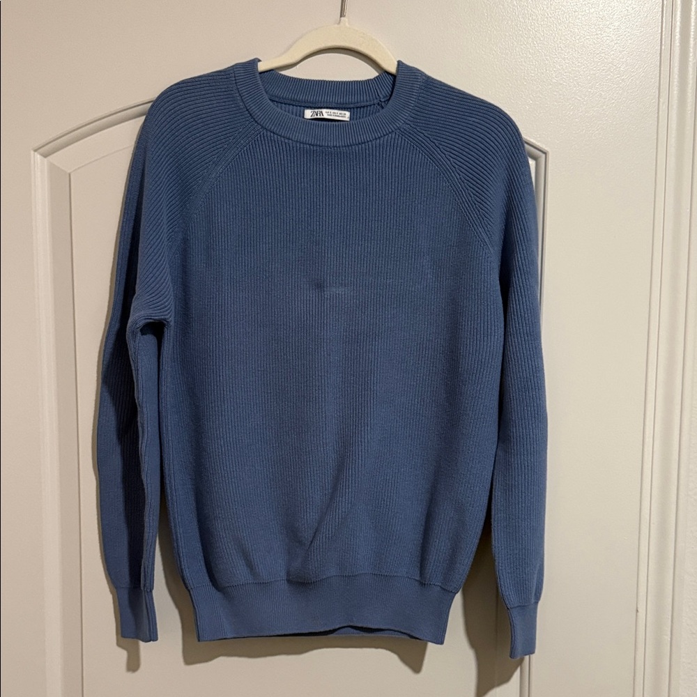 Zara Men's Classic Blue Crewneck Sweater